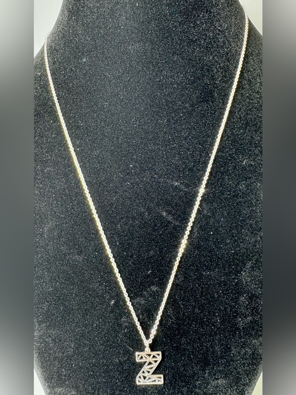 LC Lauren Conrad Silver-tone ‘Z’ Pendant Chain Necklace #1413